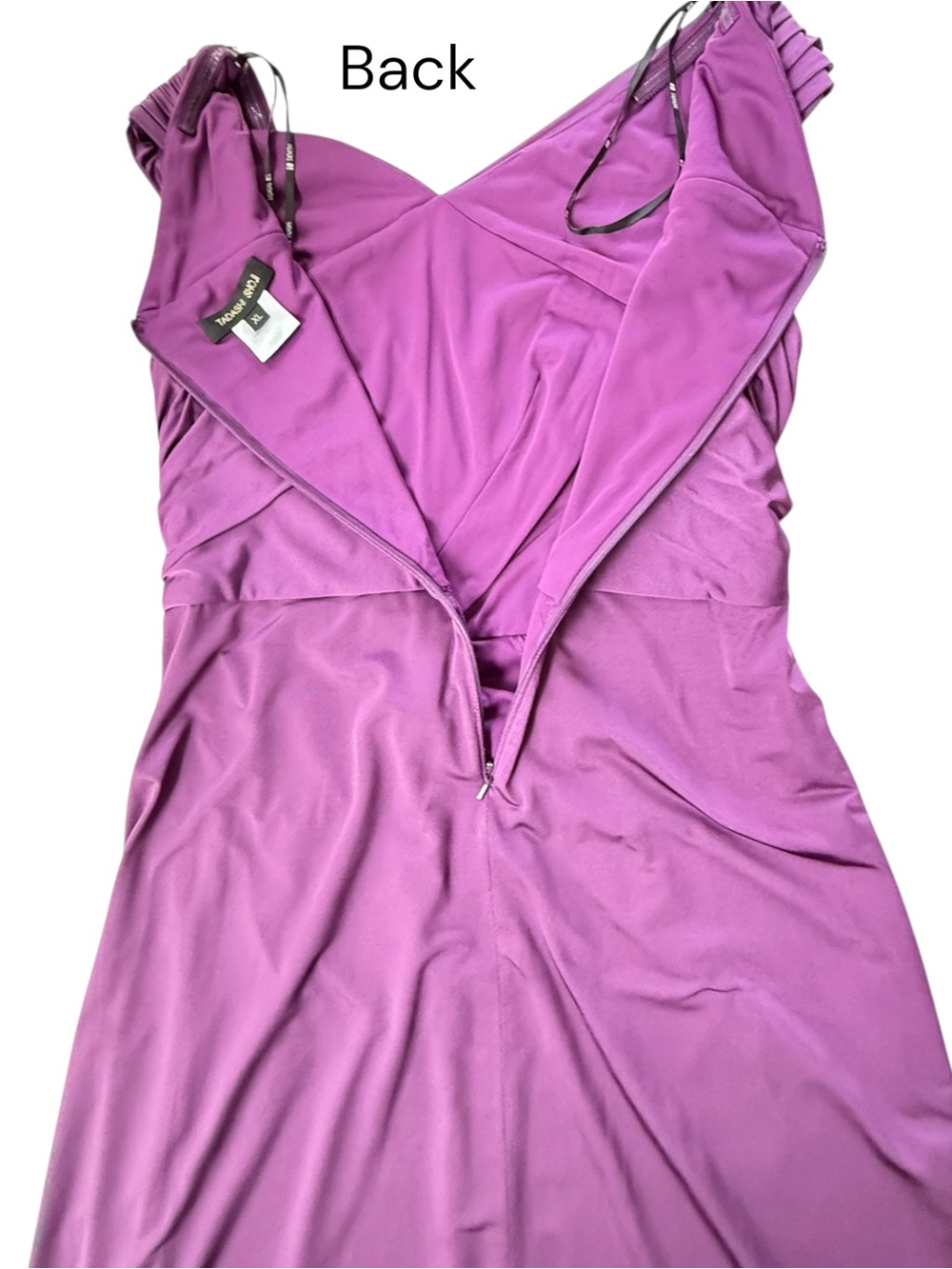 Tadashi Shoji Sleeveless Sheath Dress Women XL Purple Pleated Ruched Twist - Picture 13 of 13